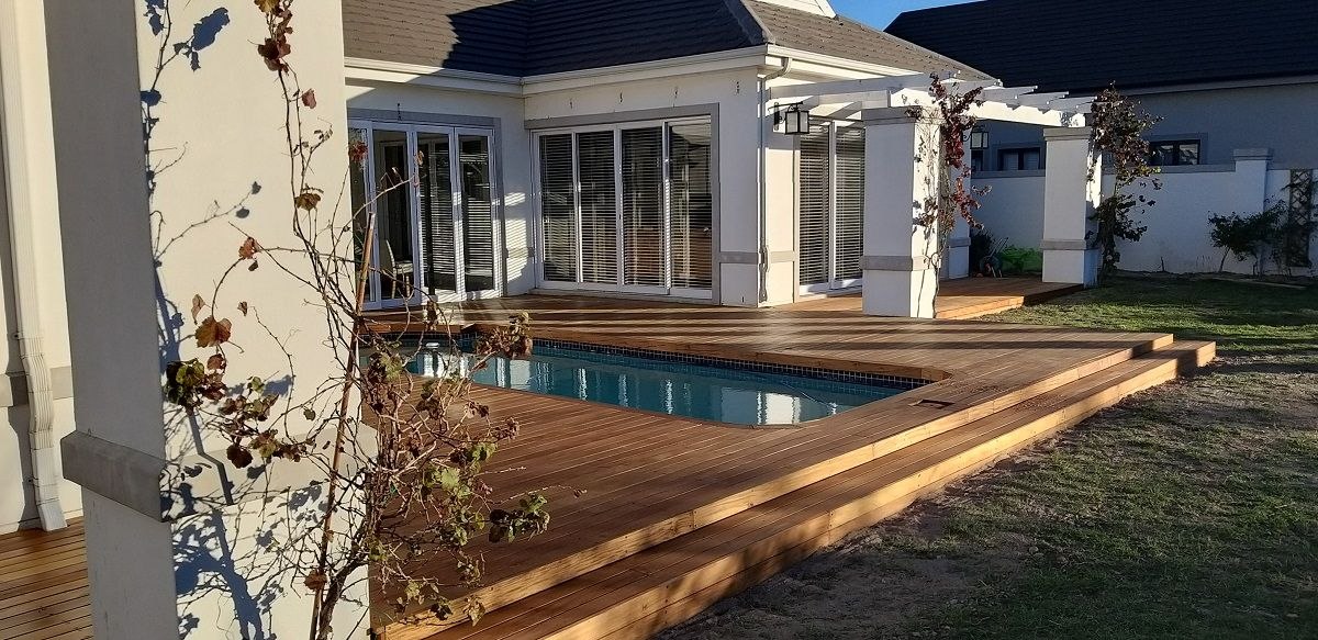 Poolside Timber Deck by Cutting Edge Carpenters